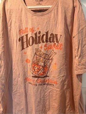 Maurices Women’s Plus size 3x pink/peachy Holiday Spirit graphic tee